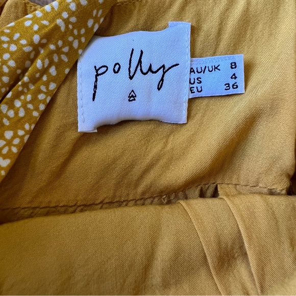 Princess Polly Romper Dress Mini White Dotted Floral Print Yellow Gold Sz 4 - Picture 5 of 6